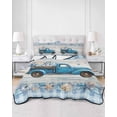 thumbnail image 2 of Full Size Quilt Bedding Set, Blue Truck Coastal Reversible Summer Quilt 3 Pieces, Summer Beach Coral Starfish Shell Vintage Lightweight Bedspreads Coverlets with 2 Pillow Shams for All Seasons, 2 of 5
