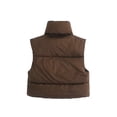 thumbnail image 5 of Frontwalk Ladies Casual Solid Color Winter Crop Vest Zip Up Plain Jackets Women Sleeveless Work Outwear Brown M, 5 of 5
