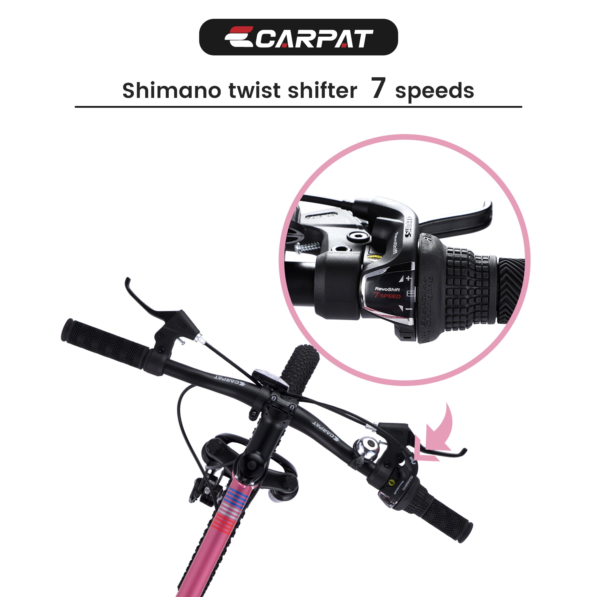 Nyddle 20 Inch Kids'Bike,Boys & Girls Mountain Bike for Ages 8-12,7-Speed Youth Bicycle,Front Suspension,Disc Brake & Rear V-Brake,High-Steel Frame,Pink