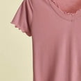 thumbnail image 3 of Bixock Pajamas Tops for Women Sleep Top Short Sleeve V Neck Slim Stretch Light Daily Indoor Loungewear Blouse Women Clothings, 3 of 4