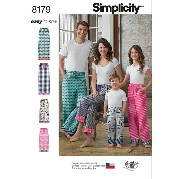 Simplicity Child's, Teen's & Adult's Size XSXL Lounge Pants Pattern, 1