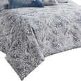 thumbnail image 2 of 9 Piece Queen Polyester Comforter Set with Damask Prints, Blue and Gray, 2 of 5
