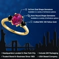 thumbnail image 2 of Gem Stone King 10K Yellow Gold Red Created Ruby and Black Diamond Engagement Ring for Women | 2.54 Cttw | Oval 9X7MM | Gemstone July Birthstone | Size 8, 2 of 6