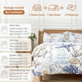 thumbnail image 6 of Vintage Ocean Bedding Duvet Cover Set Twin Size 4 Pieces Coral Starfish Shell Ship Blue Nautical Bedding Set with Zipper Closure, 1 Comforter Cover 68x86 Inches 1 Flat Sheet & 2 Pillow Cases, 6 of 7