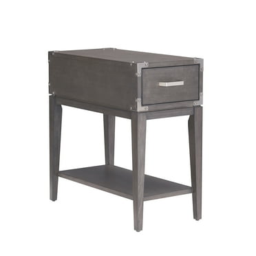 Leick Home 24005 Beckett Rustic Side Table with Drawer and Lower Shelf for Living Room, Bedroom, Anthracite/Pewter