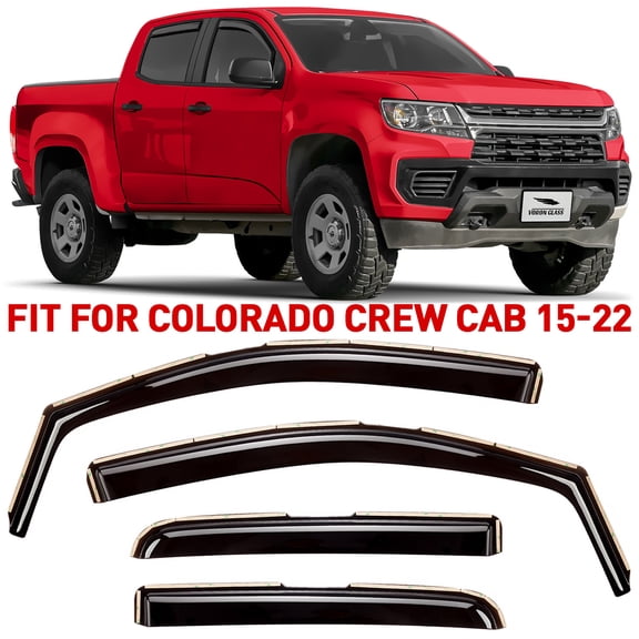 Voron Glass in-Channel Extra Durable Rain Guards for Trucks Chevrolet (Chevy) Colorado/GMC Canyon 2015-2022 Crew Cab, Window Deflectors, Vent Window Visors, 4 Pieces - 220184