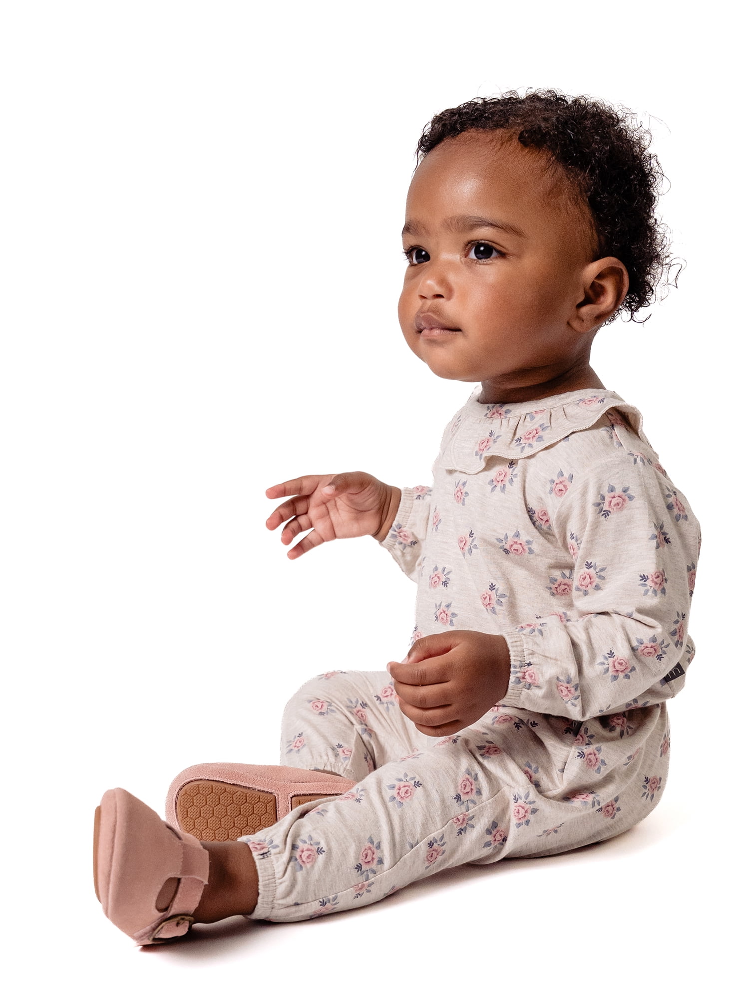 Modern Moments by Gerber Baby Girl Ruffle Collar Top and Pant Outfit Set, 2-Piece, Sizes 0/3 Months - 24 Months