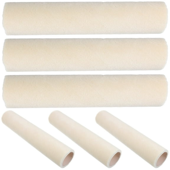 Masteelf 6 Pcs Wool Paint Roller Rollers Painting White