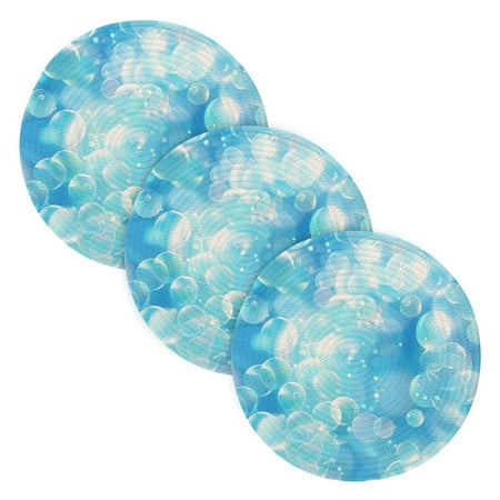 

Transparent Bubbles Hot Pots Trivets Polyester Place Mats Circular Potholders Set of 3 for Kitchen Dining Table