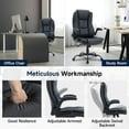 thumbnail image 5 of Office Chair with Flip-up Armrest,PU Leather Ergonomic Office Chair with Back Lumbar Support,Swivel Rolling Desk Chair with Wheels Black, 5 of 6