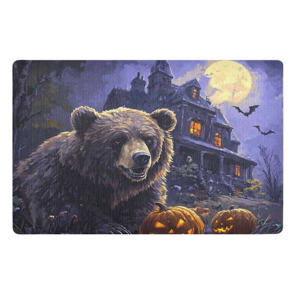 BZSMCE Floor Mats 32x20in Hesitant Bear and Pumpkin Creativity Doormats