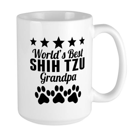 CafePress - World's Best Shih Tzu Grandpa Mugs - 15 oz Ceramic Large (Best Food For Shih Tzu)