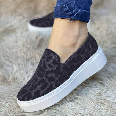 

Large Shoes Sleeve Canvas Leopard Casual Women s Fashion Platform Size Print Women s Casual Shoes Note Please Buy One Or Two Sizes Larger