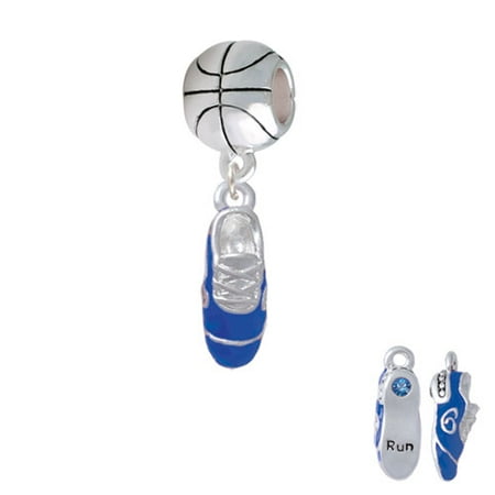 3-D Blue Running Shoe - Basketball Charm Bead
