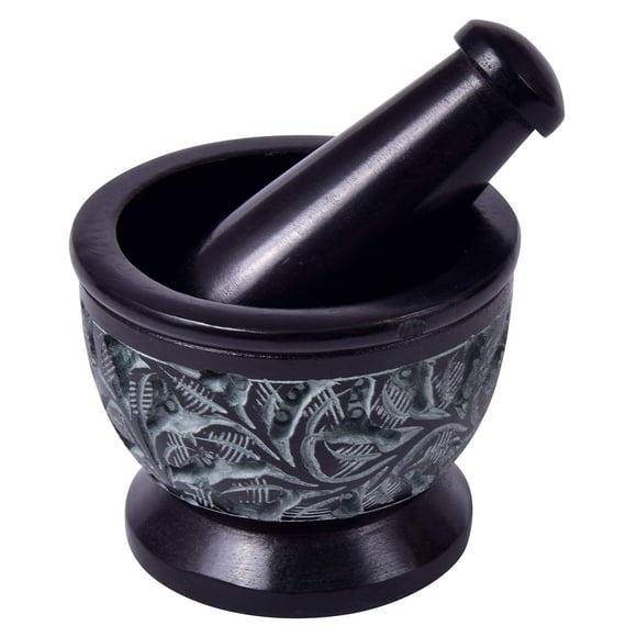 diollo 2.3" Inch Granite Mortar & Pestle Soapstone Grinder for Spices, Seasonings, Pestos Bowl