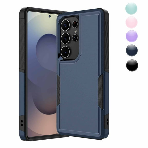 for Galaxy S25,S25 Plus,S25 Ultra Case,Njjex Heavy Duty Shockproof Dual Layer Rugged Full-Body Protective Phone Cover,2 in 1 Silicone Rubber Phone Case for Samsung Galaxy S25 Ultra- Blue 2025