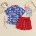 thumbnail image 4 of Okbabeha 4th of July Baby Boy Outfit America Flag Short Sleeve Buttom Down Shirt and Shorts Fourth of July Clothes, 4 of 6