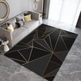 thumbnail image 2 of Light Luxury Black Gold Geometric Stripes Area Rug, Abstract Modern Irregular Pattern Art Indoor Decorative Rugs, Soft Machine Washable Carpet for Living Dining Dorm Room Decor-4x5ft, 2 of 7