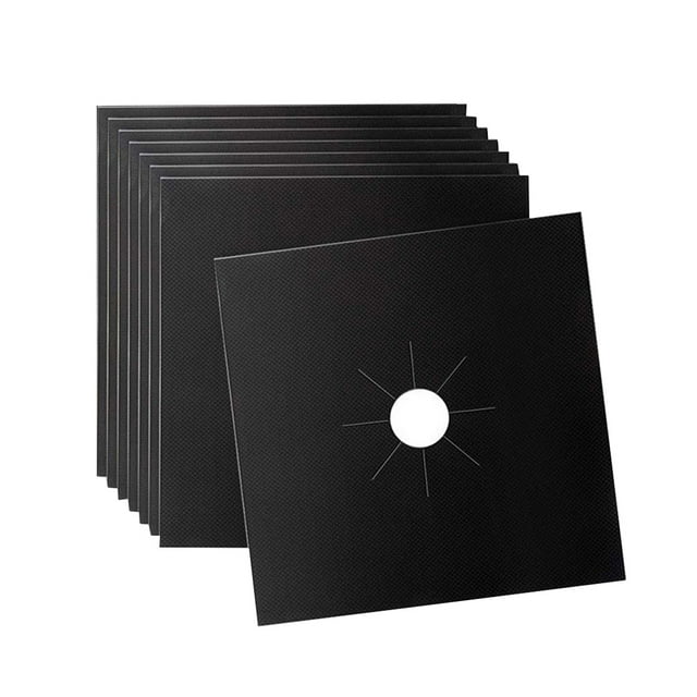 8pcs Useful Stove Burner Covers Practical Gas Range Protector Reusable Hob Stovetop Liners Clean Mat Pad (Black)