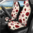 thumbnail image 2 of Pzuqiu 14 Pcs Set Automobile Interior Sets Covers Front and Rear Seat Cover for Cars Steering Wheel Seat Strap Pads Armrest Cushion Pad Headrest Coasters Keychain Red Pink Ladybug, 2 of 7