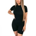 thumbnail image 4 of Mialoley Women's Summer Solid Color Jumpsuit, Front Zipper Deep V-Neck Bodysuit, 4 of 8