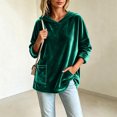 thumbnail image 6 of BRGZLK Oversized Velvet Hoodies for Women Trendy Y2K Long Sleeve Loose Fit Soft Warm Pullover Tops with Pockets Solid Color Fall Winter Clothes Green 2XL, 6 of 6