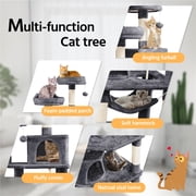Alden Design 62 Tall Double Condo Cat Tree and Scratching Post Tower, Dark Gray