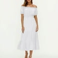 thumbnail image 6 of Njagoc3 Womens Off - Shoulder Tiered Maxi Dress, Flowy Swing Skirt, Summer Party & Vacation Dress, 6 of 6