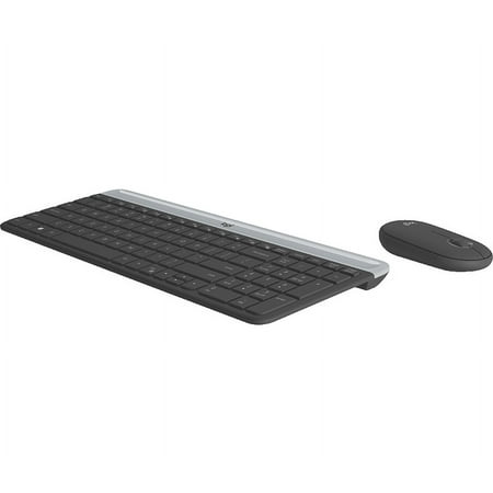 Logitech - MK470 Full-size Wireless Scissor Keyboard and Mouse Bundle for Windows with Quiet clicks - Black/Gray