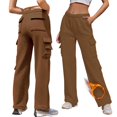 thumbnail image 4 of Outfmvch Cargo Pants Women Joggers with Pockets Fleece Pants Women Womens Work Pants Leggings for Women Work Pants Women Lounge Pants Women Coffee 3xl, 4 of 7
