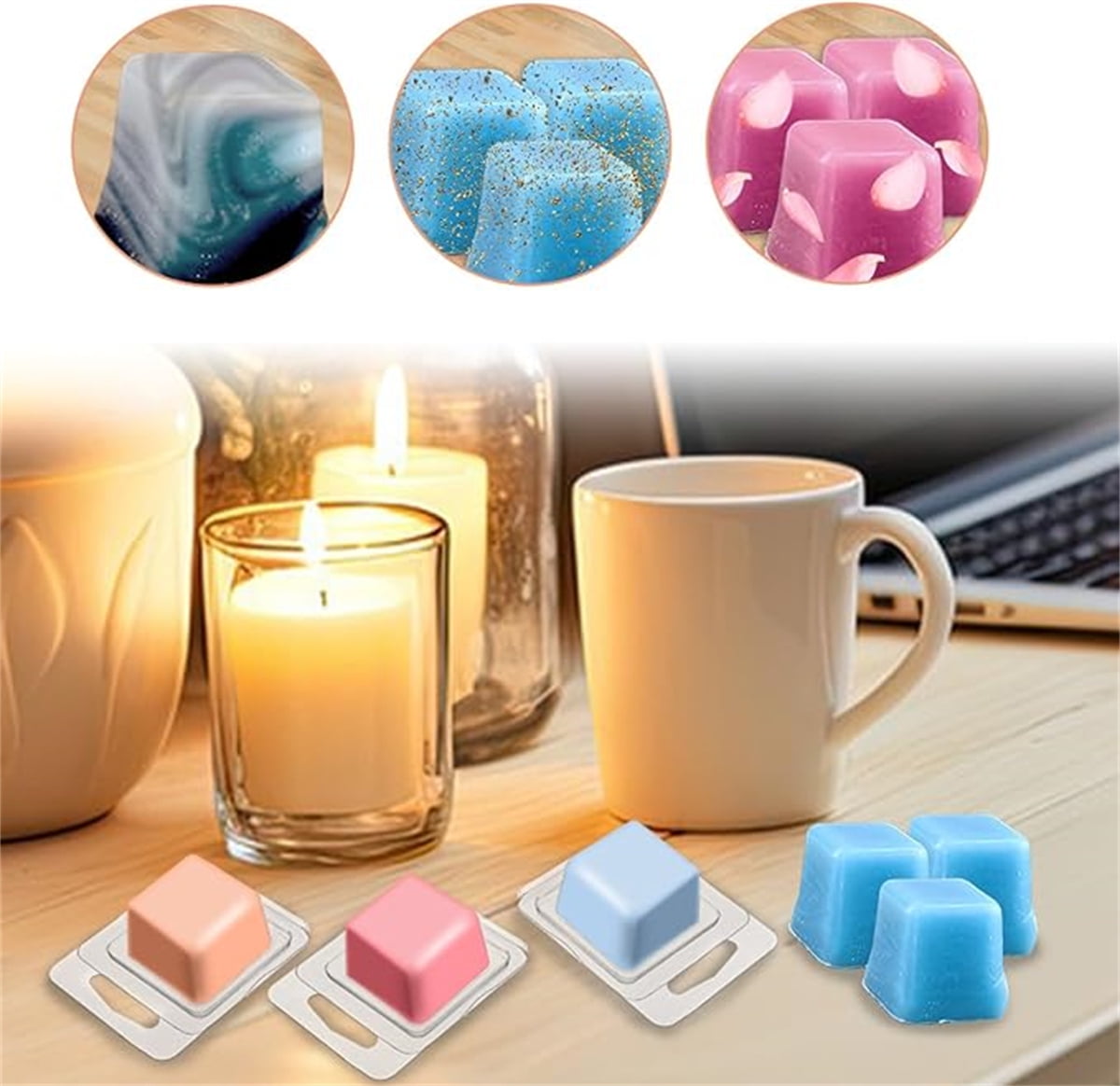 Wax Melt Clamshells Molds, 1.3oz Empty Plastic Wax Melt Container, Candle Molds, Chocolates Mold,Wax Melt Candles Soap Making, 50Pcs, Square
