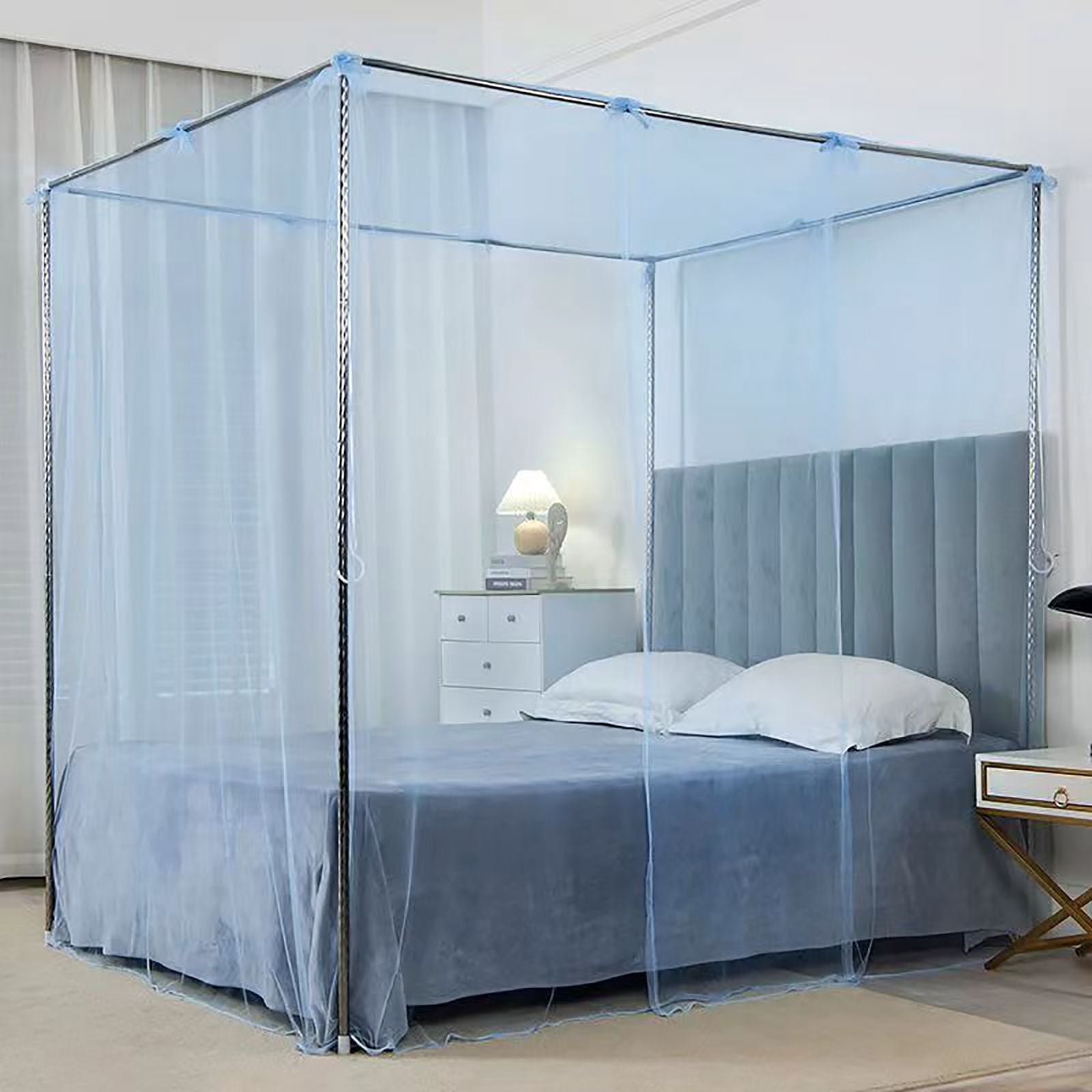4 Corners Mosquito Net for Mosquiteros para Camas Bed Canopies Netting Bed Drapes Rectangular Mosquito Mesh for Camping Home Outdoor Travel