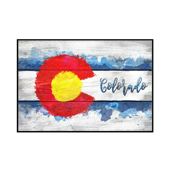 Colorado State Flag - Watercolor - Rustic - Lantern Press Artwork (24x16 Framed Gallery Wrapped Stretched Canvas)