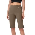 thumbnail image 2 of Yourumao Golf Shorts with Pocket for Women Stretchy Knee Length High Waist Shorts Solid Shorts Activewear Workout Pants, 2 of 10