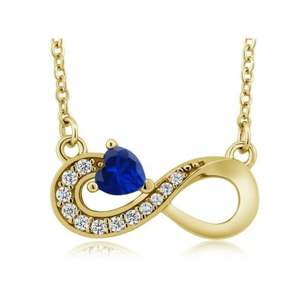 18k Sapphire Necklace - 0.62 Ct Blue Simulated Sapphire 18K Yellow Gold Plated Silver Infinity Necklace