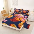 thumbnail image 2 of Castle Fairy Pink Bow Orange Basketball Bed Sheets 4-Piece, Sport Theme Full Size Sheets, Black Blue,1 Fitted Sheet, 1 Flat Sheet and 2 Pillowcases, 2 of 6