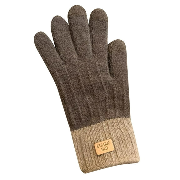 Cadancy Womens Winter Gloves Soft Knitted Touch Screen Thermal Thick Color Block Fashion Gloves for Cold Weather Outdoor Active