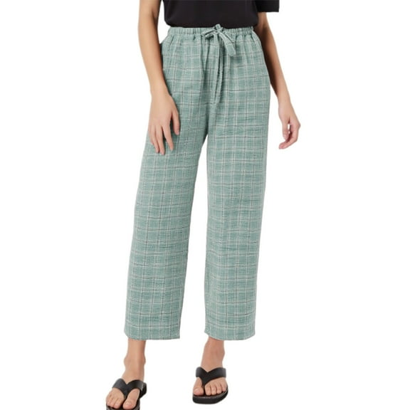 Dpytoraw Women’s Plaid Relaxed Fit Pants Plus Size Chiffon Casual Trousers For All Seasons Casual Work Pants Women Green L