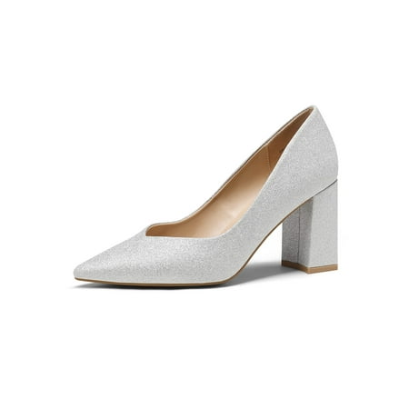 

Women‘s High Chunky Closed Toe Block Heels Pointed Toe Wedding Party Elegant Slip On Pumps Shoes Women‘s Footwear
