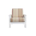 Quinn X Design Arm Chair with Exposed Wood Frame in Pink Stripe