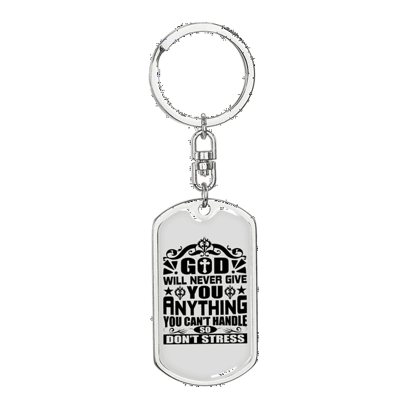 Anything You Can't Handle Stainless Steel or 18k Gold Premium Swivel Dog Tag Keychain