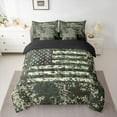 thumbnail image 2 of Feelyou Green Square Camo Twin Bedding Sets 7-Piece, Vintage US Flag Bedding Comforter Set, 2 of 8