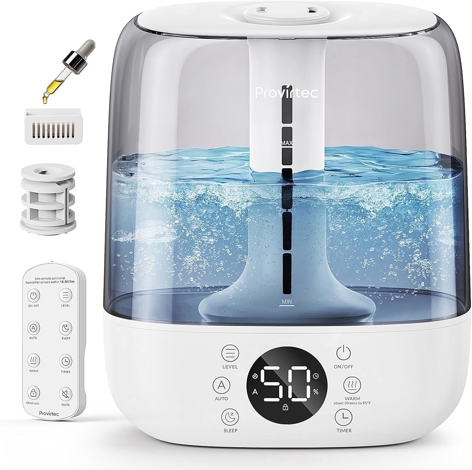 Winix, Large Room Ultrasonic Humidifier, 2-Gallon, Warm & Cool