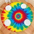 thumbnail image 2 of Colorful Tie Dye Mandala Pattern Round Fitted Tablecloth with Elastic Edge,Dining Table Cover Waterproof,Outdoor Round Tablecloth for Camping,Dining,Indoor and Outdoor, 2 of 7