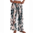thumbnail image 4 of KLHDSF Women's Pants Elastic Waist Striped Lightweight Palazzo Pants for Women Casual Lounge Wide Leg Pants Dark Green S, 4 of 6