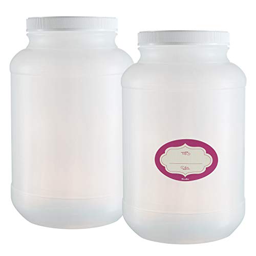Pack of 2 1 Gallon Natural Round Plastic Container Empty 128 Oz WideMouth Canisters Large