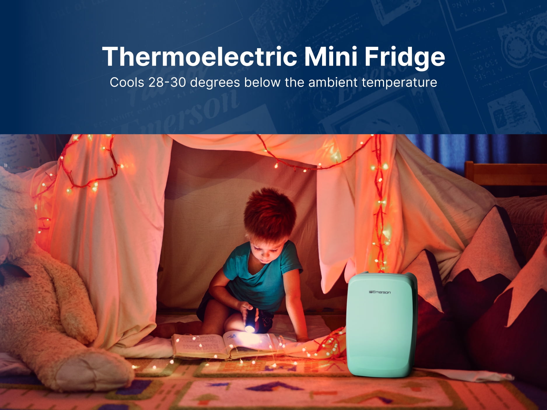 Emerson EFC-5000 Portable Mini Fridge Cooler, Turquoise