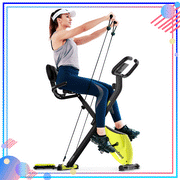 PooBoo Foldable 3-IN-1 Magnetic Exercise Bike W/ Twister Board & Arm Resistance Bands Maximum User Weight 2320LB