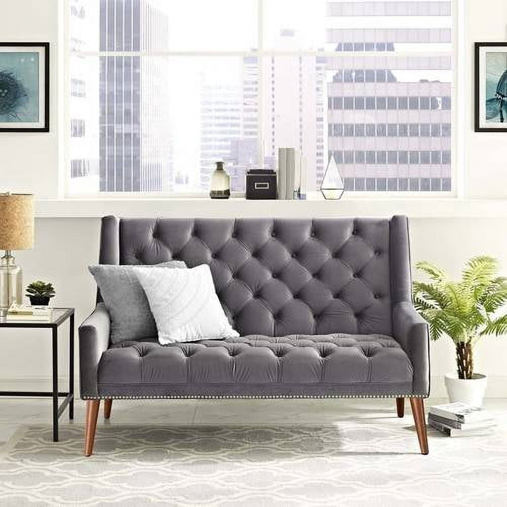 Modway Peruse Velvet Loveseat in Gray