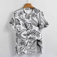 thumbnail image 3 of Beach Seashell Starfish Womens Tops Women's Fashion Casual Short Sleeve Flower Print Round Neck Pullover Top Blouse, 3 of 6